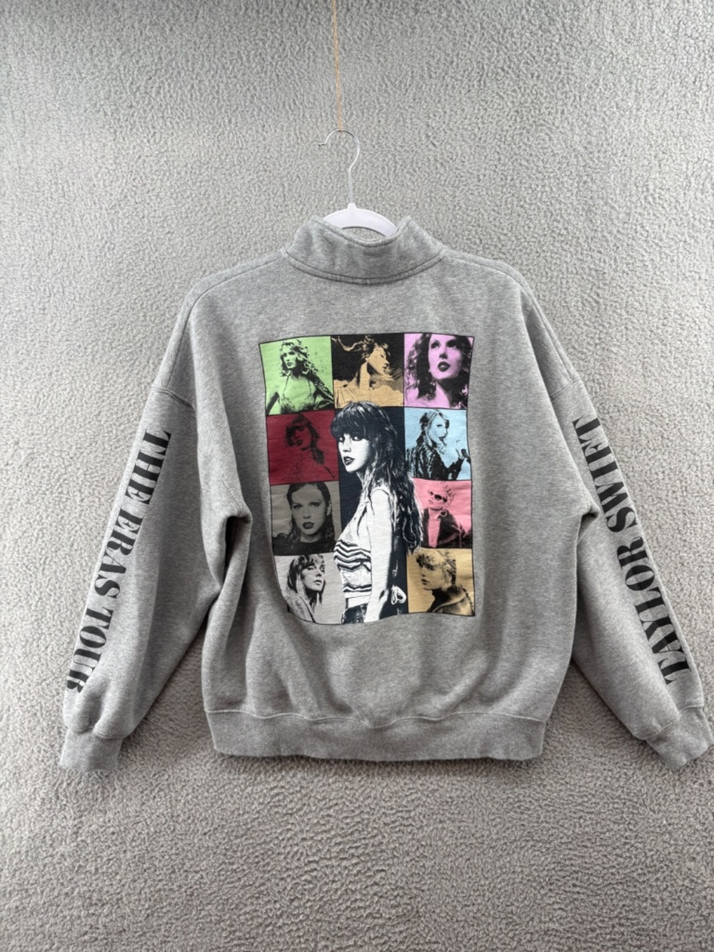 Taylor Swift The Eras Tour Quarter Zip Fleece Sweatshirt Gray Medium